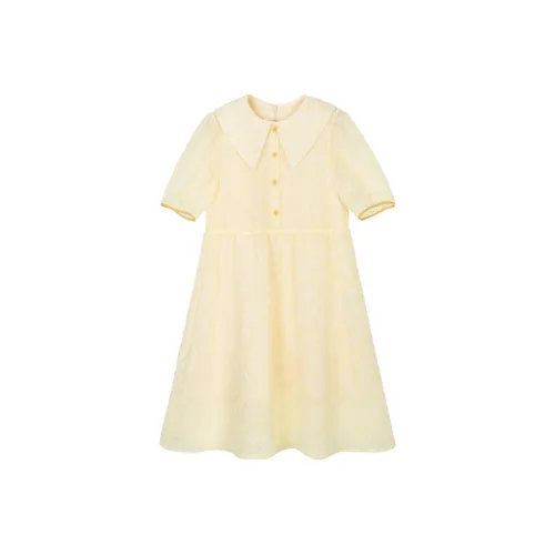 Pit Short-Sleeved Dresses Women's Light Yellow