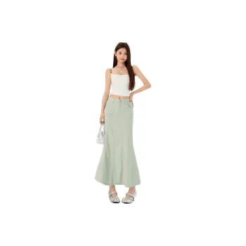 Wen Shan Denim Long Skirt Women's