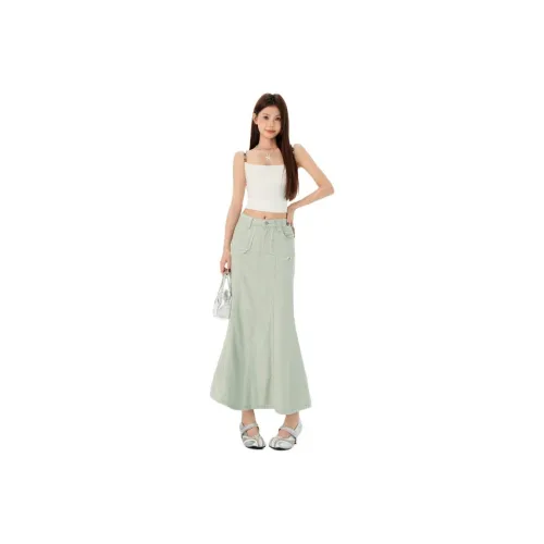 Wen Shan Denim Long Skirt Women's