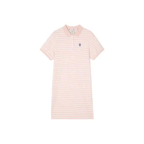 Skechers Diamond Series Short Sleeved Dresses Women's Light Pink White Stripes