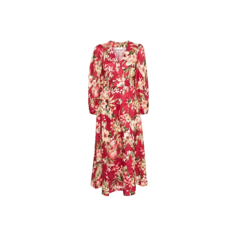 Zimmermann Lexi Floral-Printed V-Neck Wrapped Dress-0