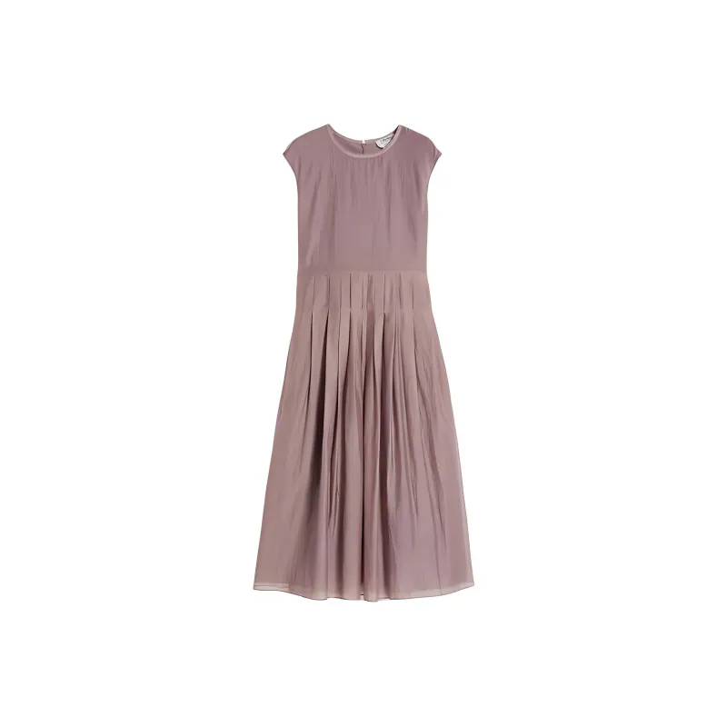 ’S MAX MARA Uriel Collection Cotton And Silk Voile Dress Sleeveless Dress Women's Lilac-0