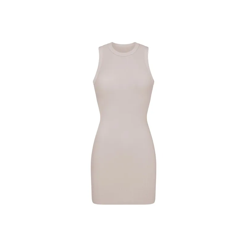 SKIMS SS24 COTTON RIB TANK DRESS Sleeveless Dress Women's STONE/Stone Color-0