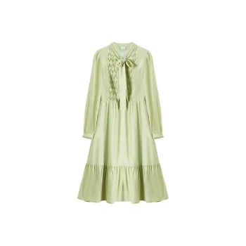 XIANGYING Long Sleeved Dresses Women's Fruit Green