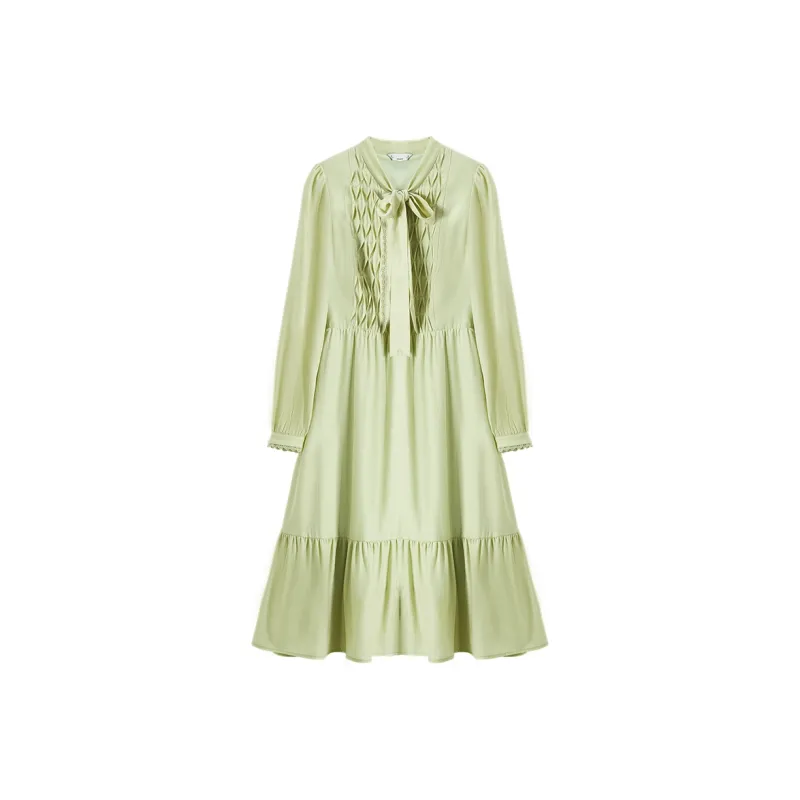 XIANGYING Long Sleeved Dresses Women's Fruit Green-0
