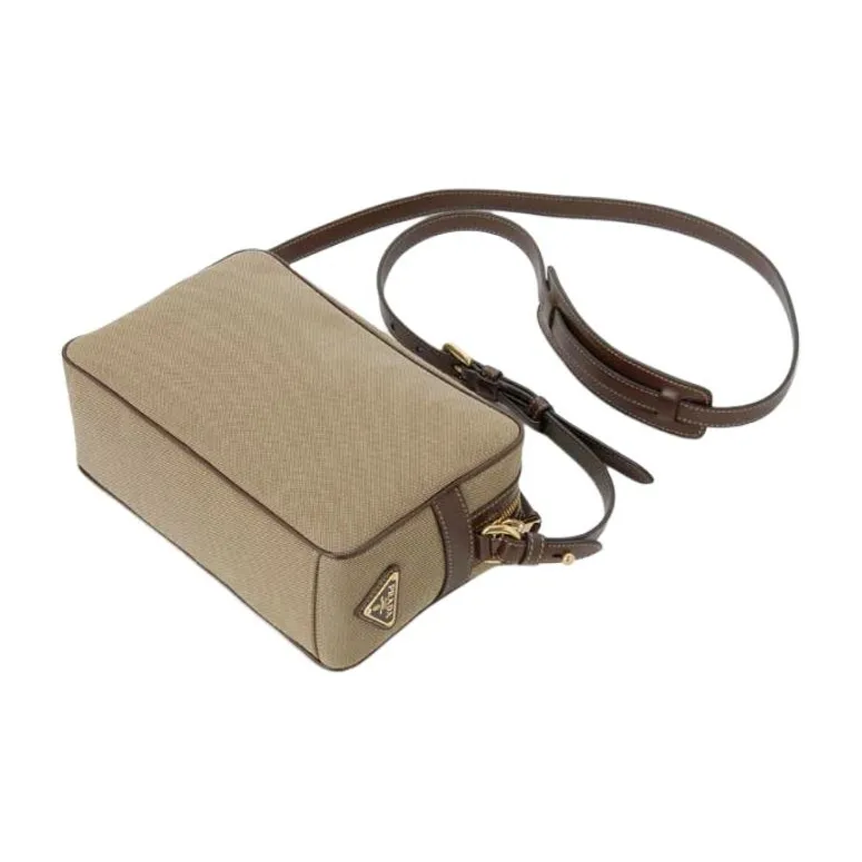 PRADA Jacquard Fabric Crossbody Bag, Shoulder Bag Women's Beige-1