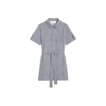 CELINE Trapeze Mini Dress In Striped Cotton