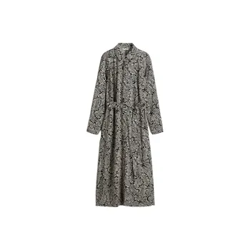H&M Long Sleeved Dresses Women's Black/Cream Pattern