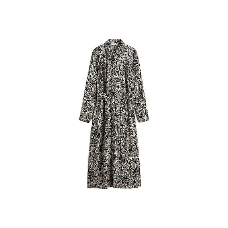 H&M Long Sleeved Dresses Women's Black/Cream Pattern-0