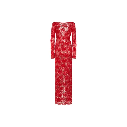 Alessandra Rich Sequin-embellished Floral-appliqué Maxi Dress