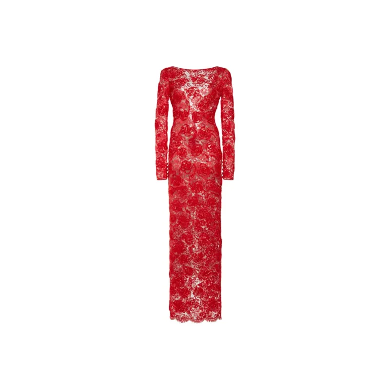 Alessandra Rich Sequin-embellished Floral-appliqué Maxi Dress-0