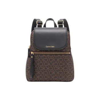 CALVIN KLEIN PVC Backpack Small Size Women's Brown & Khaki & Black