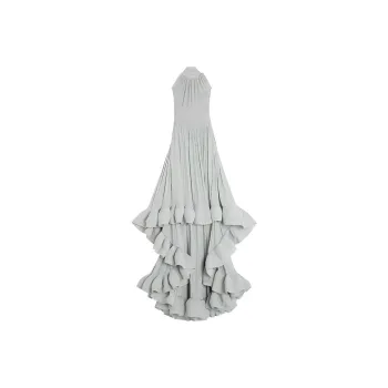 Lanvin Embroidered Halterneck Charmeuse Gown