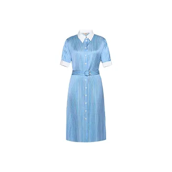 BBLLUUEE Short Sleeved Dress Women's Blue/White