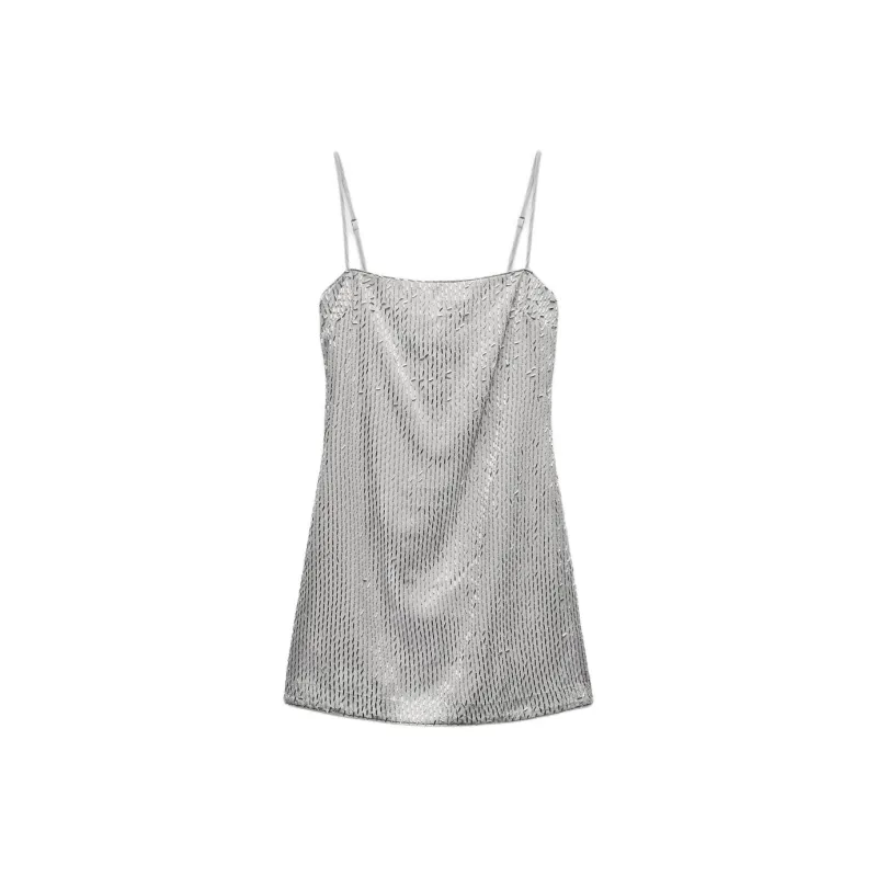 ZARA Slip Dresses Women's Silver-0