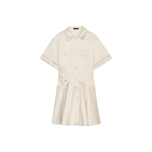ZARA Short Sleeved Dress Women's Beige