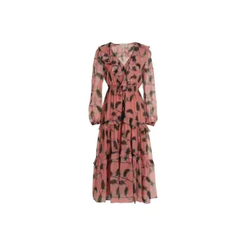 SALONI Feather print Pleated Dress