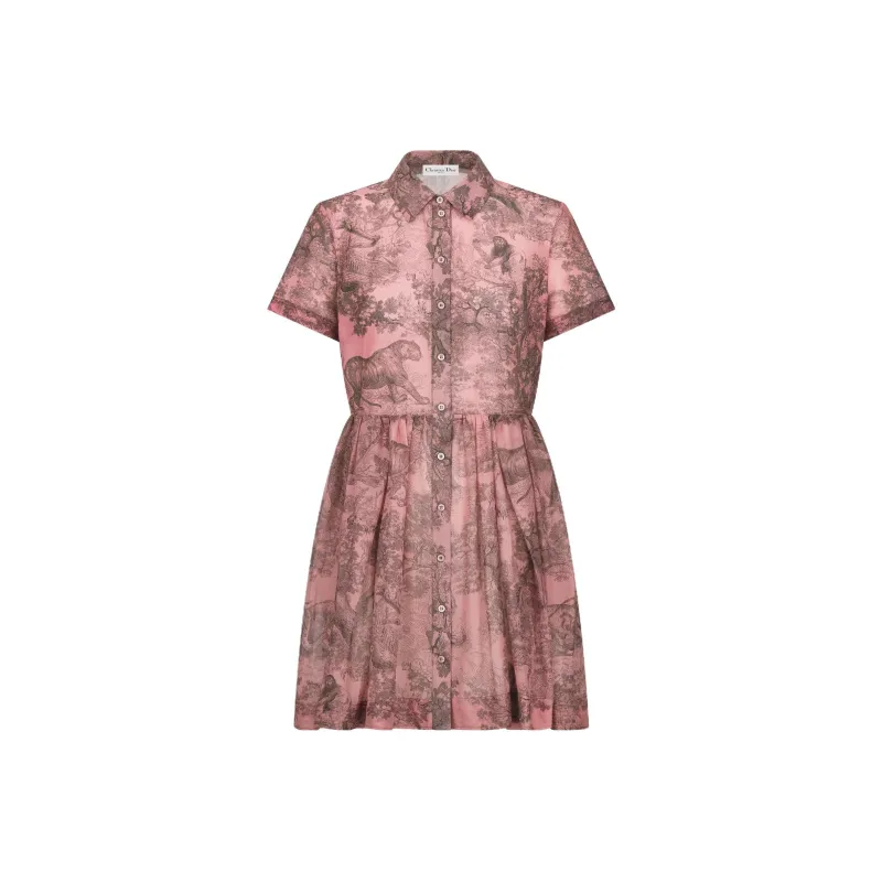 DIOR Short Sleeved Dress Women's Pink-0
