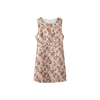 GOELIA Sleeveless Dress Women's Pink With Print