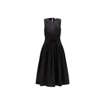 Moncler Pleated Taffeta Midi Dress