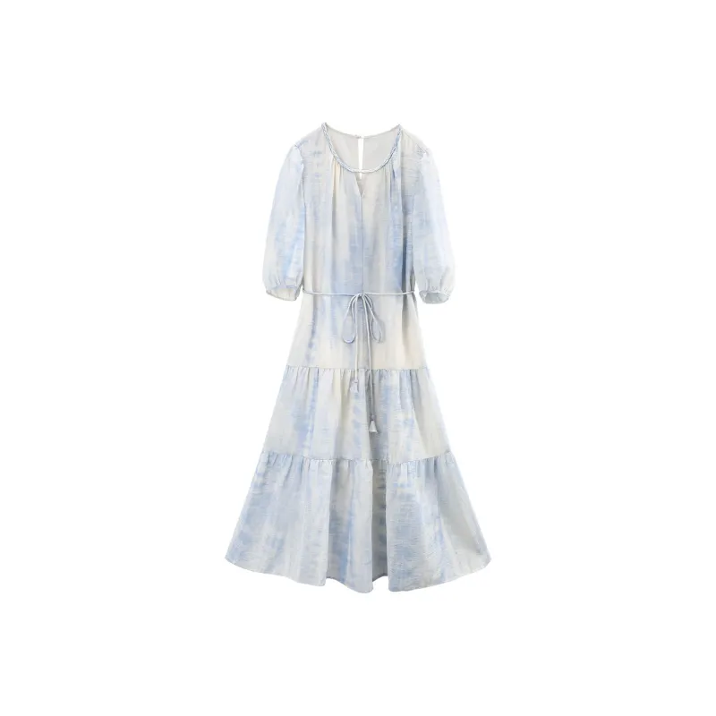 A Paradise For Awakening Short Sleeved Dress Women's Blue-0