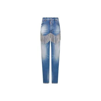 DSQUARED 2 Slim-cut Rhinestone-fringe Jeans