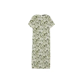WEEKEND MaxMara Giudy Collection Long Printed Silk Dress Short Sleeved Dresses Women's Light Green