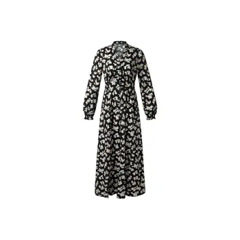 GOELIA Long Sleeved Dress Women's Light Pink Pomegranate Flower