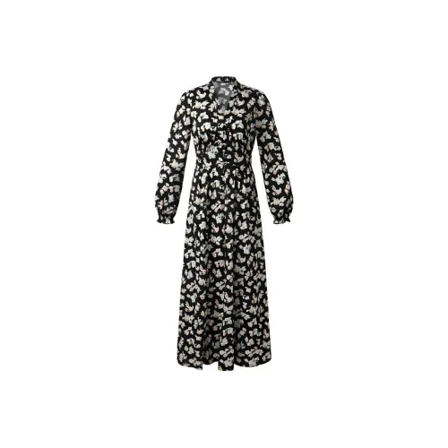 GOELIA Long Sleeved Dress Women's Light Pink Pomegranate Flower