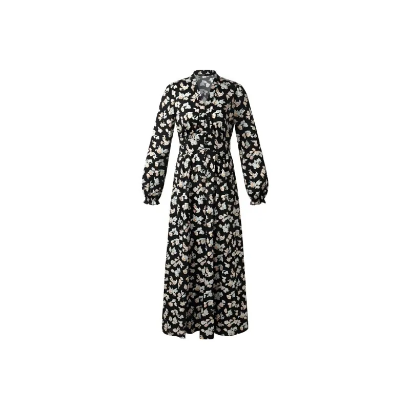 GOELIA Long Sleeved Dress Women's Light Pink Pomegranate Flower-0
