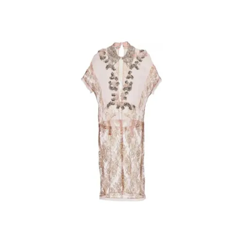 MIU MIU Short-Sleeved Raffiaes Women's Pink