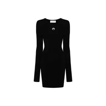 Marine Serre Logo Embroidered Knitted Mini Dress
