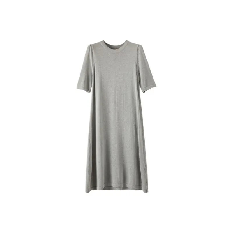 Late White Short Sleeved Dress Women's Heather Gray-0