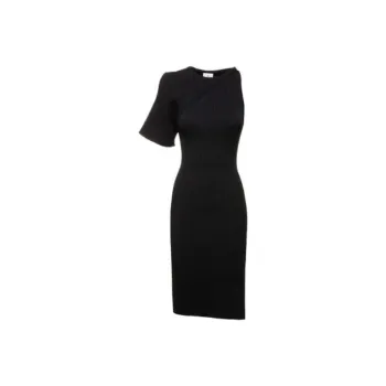 COURREGES Asymmetric Ribbed knit Midi Dress