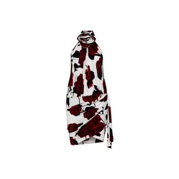 BALMAIN Rose Printed Ruched Mini Dress