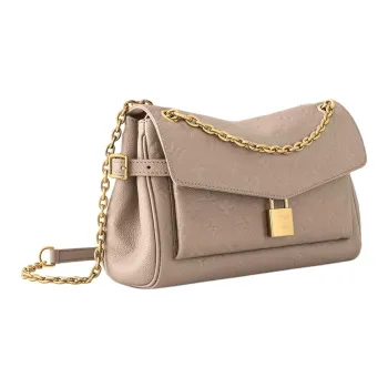 LOUIS VUITTON FLAP Leather Shoulder Bag Women's Sand Dune