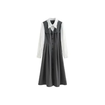 FANSILANEN Long Sleeved Dresses Women's Silent Gray
