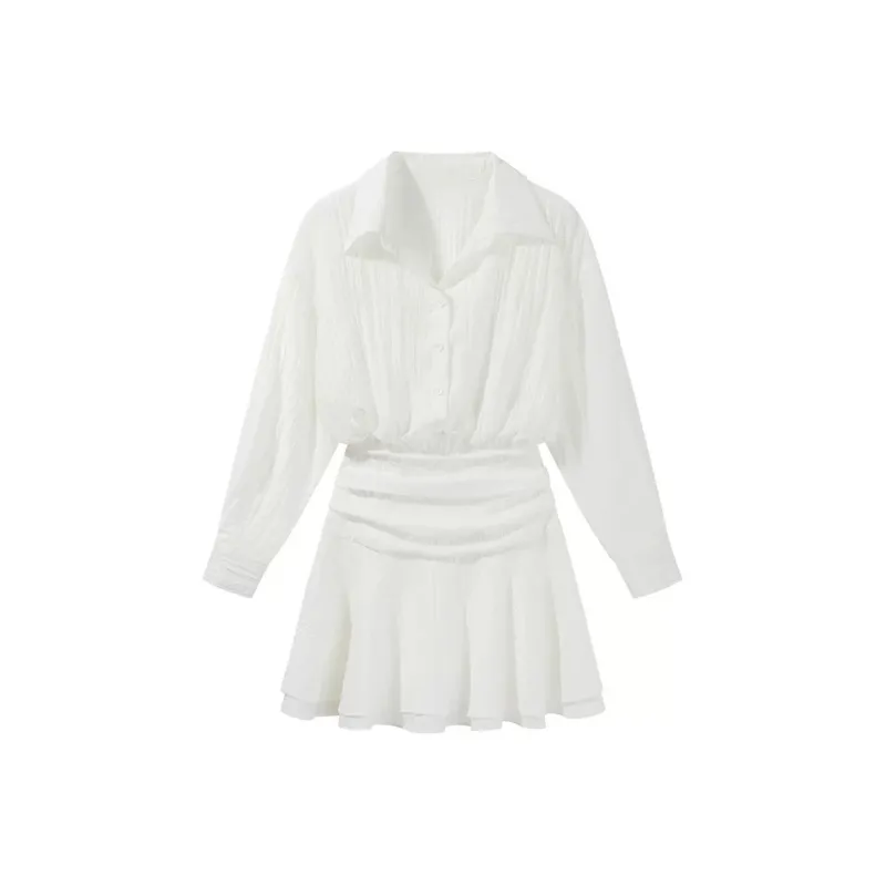 Udon House Long Sleeved Dress Women's White-0