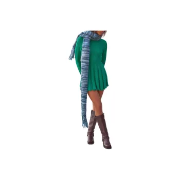 FREE PEOPLE Troy Sweater Tunic Long-Sleeved Dresses Women's Vivid Green/Bright Green