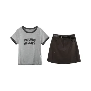 A Paradise For Awakening Shirt Matching Set Women's Gray