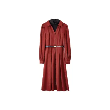 SENTUBILA Long Sleeved Dresses Women's Red & Black