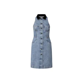 LOUIS VUITTON VeLOUIS VUITTONet Accent Denim Dress