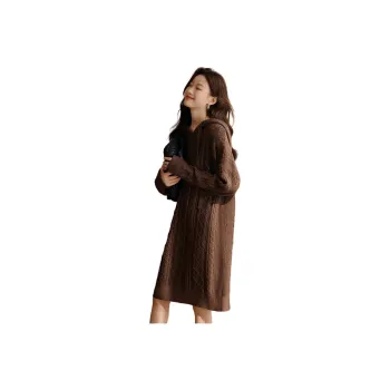 Mo Han Yi Mei Long Sleeved Dress Women's Coffee
