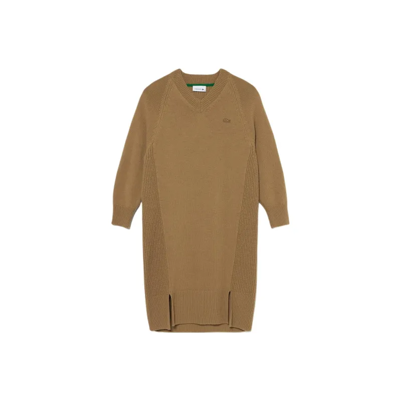 LACOSTE Long Sleeved Dress Women's Brown-0