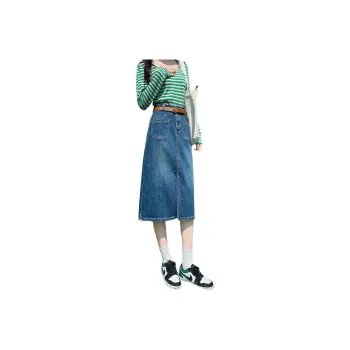 ZAZN Denim Long Skirts Women's Dark Blue