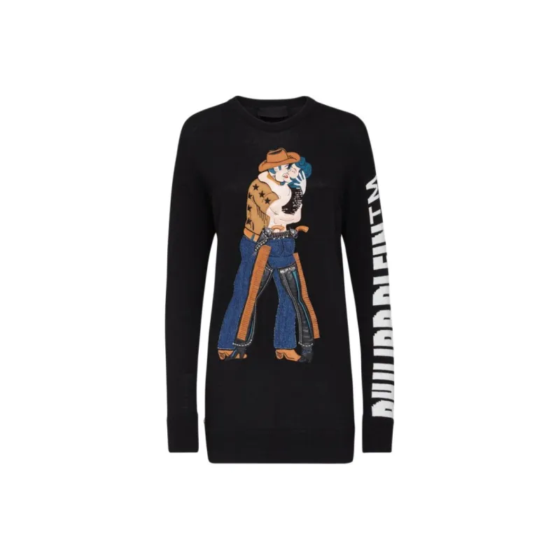PHILIPP PLEIN Long Sleeved Dress Women's Black-4