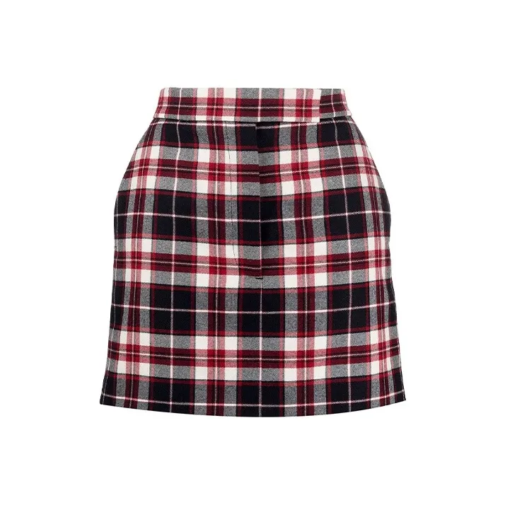 THOM BROWNE Tartan Check Wool Miniskirt-0