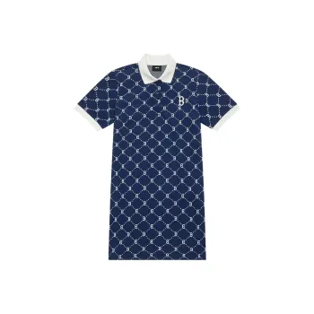 MLB MONOGRAM Reading Collection Short Sleeved Dresses Women's Navy Blue