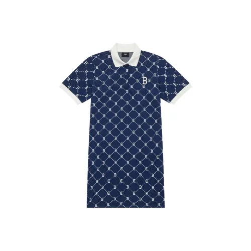 MLB MONOGRAM Reading Collection Short Sleeved Dresses Women's Navy Blue