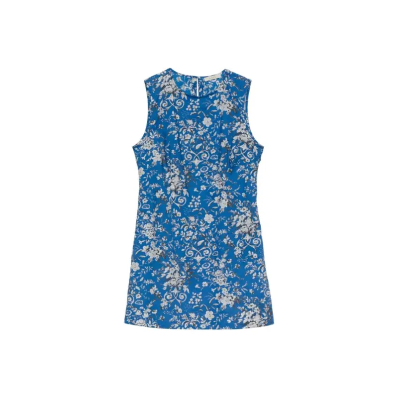 DOEN 4808 2801 100 BL Sleeveless Dress Women's Blue Floral-0